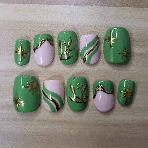 Green and Blush Nails
