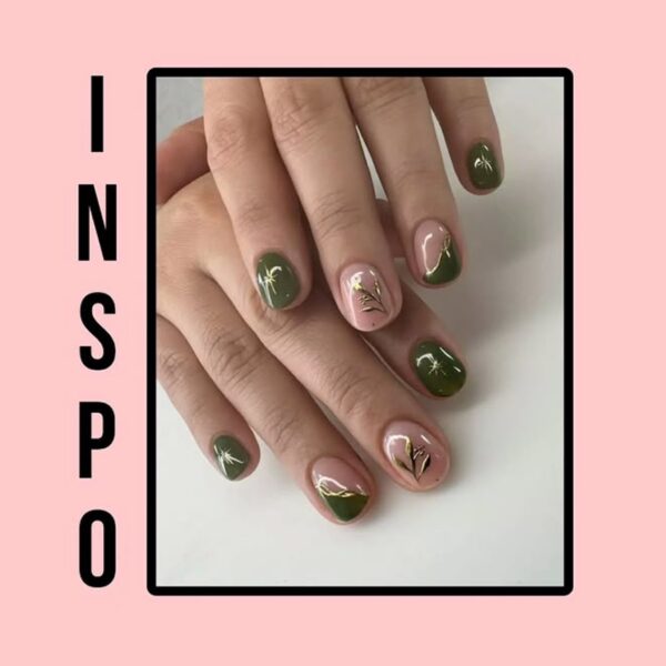 Green and Blush Nails - Image 3