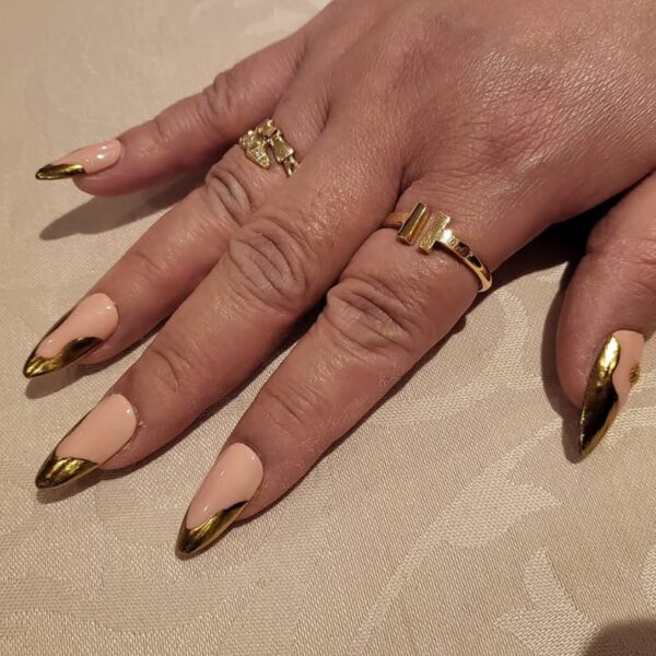 Pink with Gold Tip Nails - Image 2